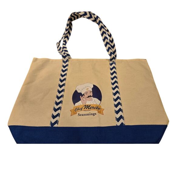 LA Dodgers Chef Merito Seasonings 2019 Large Tote Bag Cream Blue - Picture 4 of 8